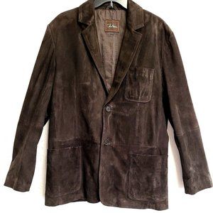 Men's COLE HAAN Brown Suede Leather Blazer Jacket sz L
